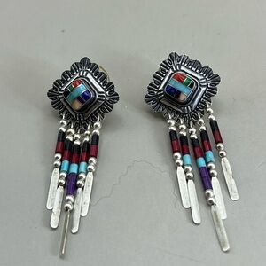 Silver Multicolor Dangle Earrings